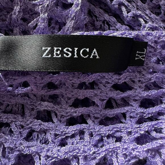 Crotchet Flare Sleeve Purple Knit Top Sweater - Picture 6 of 6